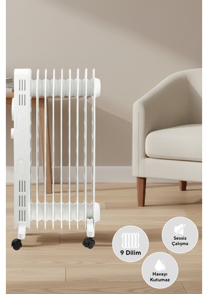 9 Dilim Beyaz Radyatör Kum-1225S