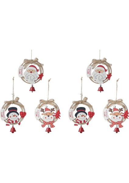 6pcs Noel Çanları Asma Ahşap Noel Ağacı Dekorasyonları Kolye Çelenk Çarşı Yay Zilleri Ahşap Yüzük 4,7inch (Yurt Dışından)