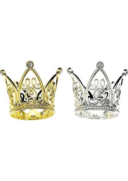 10PCS Mini Taç Prenses Topper Kristal Çocuk Düğün Doğum Günü Partisi Kek Dekorasyon Araçları Için Saç Süsleri Gümüş (Yurt Dışından)