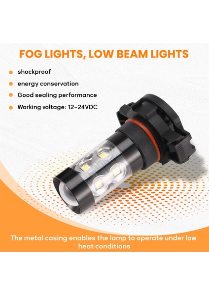 2x 50W 5202 H16 6000K Güç Süper Beyaz LED Sis Işıkları Sürüş Ampulleri Drl (Yurt Dışından) indirimleri