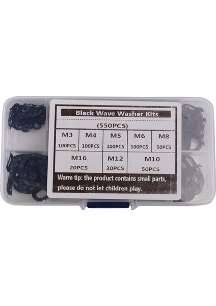 Siyah Çelik Halka Yay Yıkayıcı Üç Dalga Yıkayıcı 65MN Dalga Conta Çiftlik Kitleri M3 M4 M5 M6 M8 M10 M12 M16 (550 Pc) (Yurt Dışından) fiyatları