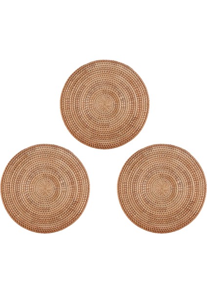 3 Adet El Yapımı Yuvarlak Doğal Rattan Placemat Çiftlik Evi Yuvarlak Hasır Placemats Yemek Masası, Düğün, Partiler, Barbekü, Vb. (Yurt Dışından) modelleri