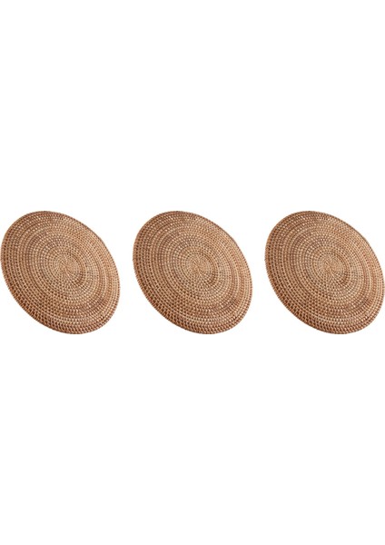 3 Adet El Yapımı Yuvarlak Doğal Rattan Placemat Çiftlik Evi Yuvarlak Hasır Placemats Yemek Masası, Düğün, Partiler, Barbekü, Vb. (Yurt Dışından) fırsatları
