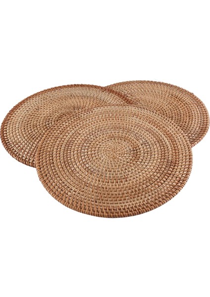 3 Adet El Yapımı Yuvarlak Doğal Rattan Placemat Çiftlik Evi Yuvarlak Hasır Placemats Yemek Masası, Düğün, Partiler, Barbekü, Vb. (Yurt Dışından) indirimleri