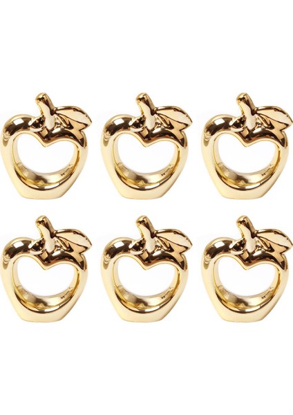 6pcs Elma Peçete Halkaları, Metal Kaplama Elma Vintage Peçete Halka Toka Tutucu Yemek Masası Dekorasyonu Için, (Altın) (Yurt Dışından)