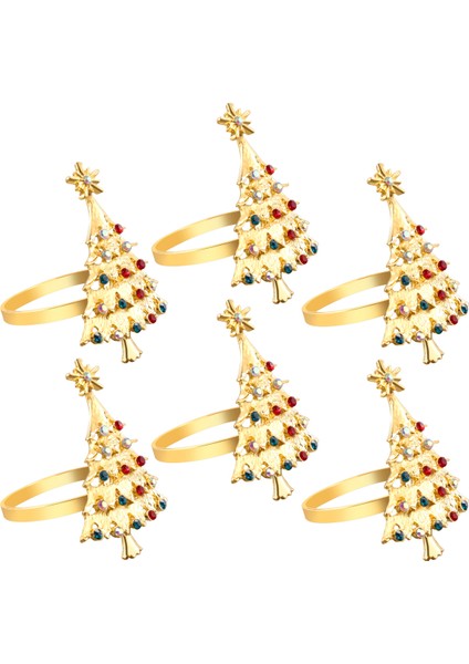 6pcs Noel Peçete Düğmesi Peçete Yüzük Peçete Yüzük Kumaş Halkası Elmas Noel Peçete Yüzükleri (Yurt Dışından) fiyatları