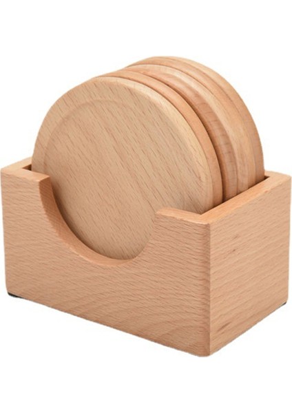 6pcs Kayın Ahşap Barış Placemats Dekor Yuvarlak Isıya Dayanıklı Içecek Mat Ev Mutfak Masa Çay Kahve Bardağı (Yurt Dışından)