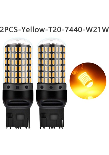 2x Araba 3014 144SMD Canbus T20 7440 W21W Dönüş Sinyali Işıkları Için LED Ampuller Park Fren Lambası Ters Işıklar Sarı (Yurt Dışından) modelleri