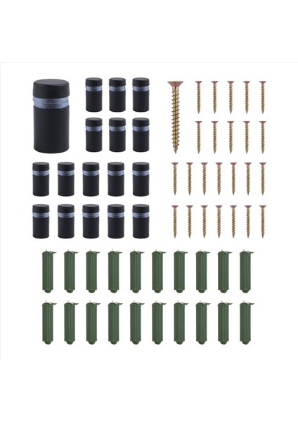 24PCS Standoff Vidaları, Duvar Işareti Soğma Donanımı Reklam Cam Donanım Çivisi Asmak Için, Siyah (Yurt Dışından)