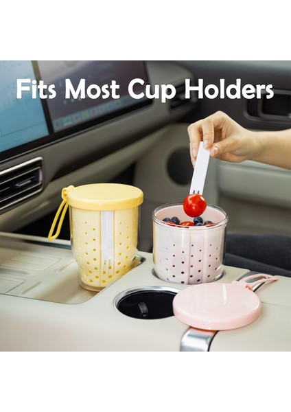 25 Oz Araba Için Meyve Fincanları, Çatal ve Kapaklı Meyve Salatası Depolama Bardağı, Sızıntılı Yeniden Kullanılabilir Atıştırmalık Kapları Beyaz (Yurt Dışından) fırsatları