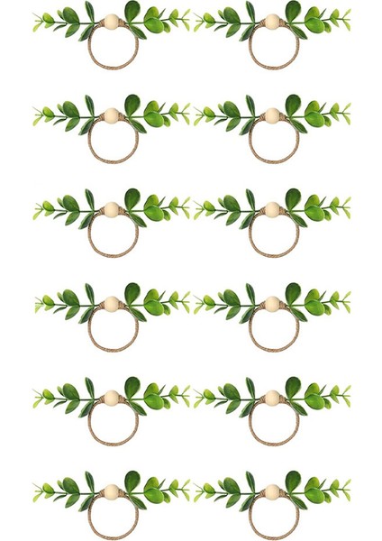 12PCS Okaliptüs Peçete Halkaları, Ahşap Boncuk Peçete Halkaları Çiftlik Evi Yaprağı Bahar Peçete Halkaları Yemek Masası Süslemeleri (Yurt Dışından)