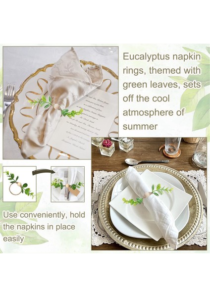 12PCS Okaliptüs Peçete Halkaları, Ahşap Boncuk Peçete Halkaları Çiftlik Evi Yaprağı Bahar Peçete Halkaları Yemek Masası Süslemeleri (Yurt Dışından) fırsatları