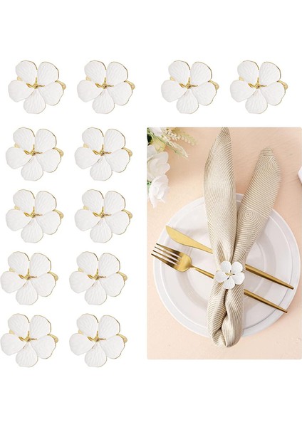 Peçete Halkaları, 12 Adet Çiçekler Peçete Halka Tutucular Yemek Masaları Zelizeli Süsleme Masa Ayar Dekorasyon, Beyaz (Yurt Dışından) modelleri