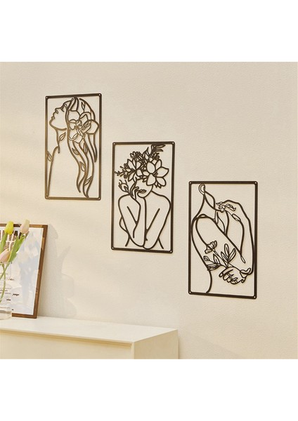 3 Parça Metal Minimalist Soyut Kadın Duvar Sanat Çizgisi Çizim Duvar Sanatı Dekor Tek Hatlı Kadın Ev Asılı Duvar Dekor (Yurt Dışından) indirimleri