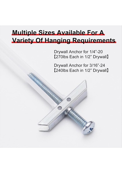 1/4in-20 Inçlik Tutturucu Boyutları Için Cıvatalı Alçıpan Ankrajı, Tv Montajı Için Ağır Hizmet Tipi Içi Boş Alçıpan Ankraj Kiti, 42PCS (Yurt Dışından) indirimleri