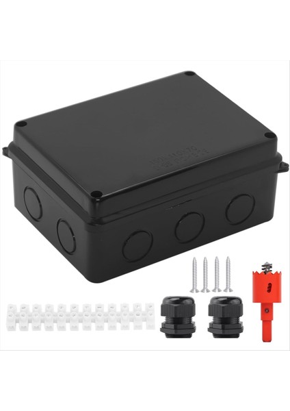 Elektrik Kutusu, Açık Su Geçirmez Kutu IP65 Ayrılmış Delikli Kavşak Kutusu, Proje Kutusu Güç Kablosu Muhafazası Siyah (Yurt Dışından)