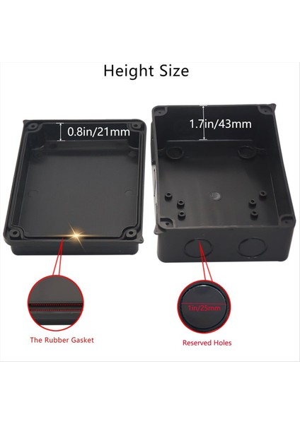 Elektrik Kutusu, Açık Su Geçirmez Kutu IP65 Ayrılmış Delikli Kavşak Kutusu, Proje Kutusu Güç Kablosu Muhafazası Siyah (Yurt Dışından) fiyatları