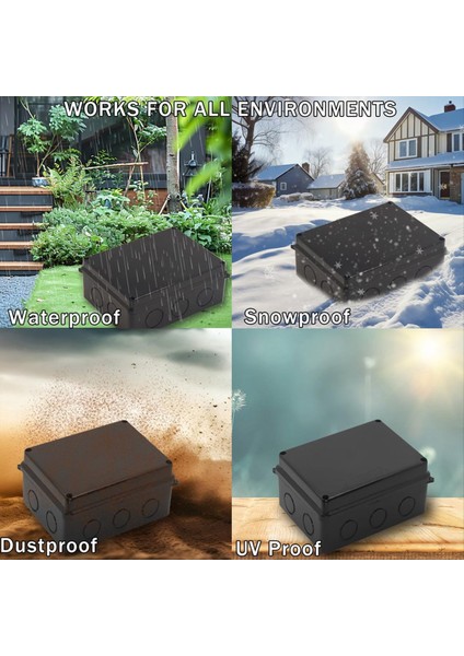 Elektrik Kutusu, Açık Su Geçirmez Kutu IP65 Ayrılmış Delikli Kavşak Kutusu, Proje Kutusu Güç Kablosu Muhafazası Siyah (Yurt Dışından) fırsatları