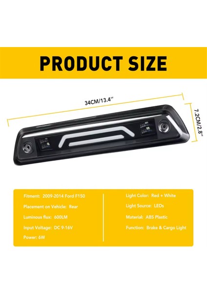 Kırmızı Beyaz LED Duman Üçüncü 3. Fren Işığı Ford F150 F-150 2009 2012 2012 2012 2012 2014 Aksesuarlar Kuyruk Arka Lamba (Yurt Dışından) fırsatları
