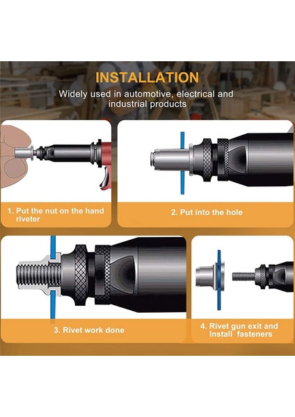 Fındık 100PCS 1/4IN-20UNC Paslanmaz Çelik 304 Finish Düz Head Rivnut Dişli Ekleme Fındık Tutuklu Gövde Dikey Perçinler Fındık (Yurt Dışından) fiyatları