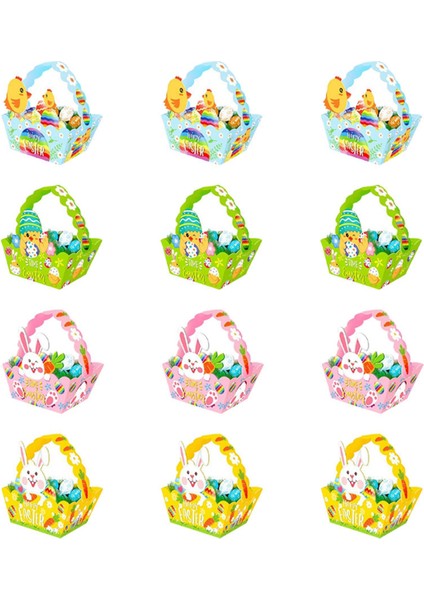 Saplı Paskalya Sepetleri, Kağıt Paskalya Partisi Paskalya Yumurtası Avı Aktiviteleri Çocuklar Için Sepet, Paskalya Hediyeleri Sepetleri (Yurt Dışından)