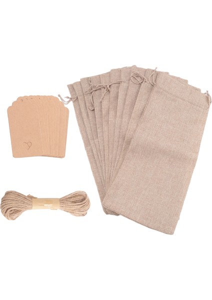 Çuval Bezi Şarap Çantaları Şarap Hediye Çantaları Drawstrings, Tek Yeniden Kullanılabilir Şarap Şişesi Kapakları Halat ve Etiketler (10 Pc) (Yurt Dışından)