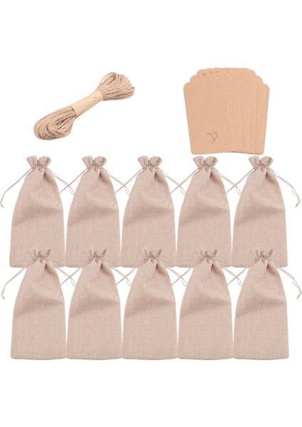 Çuval Bezi Şarap Çantaları Şarap Hediye Çantaları Drawstrings, Tek Yeniden Kullanılabilir Şarap Şişesi Kapakları Halat ve Etiketler (10 Pc) (Yurt Dışından) modelleri