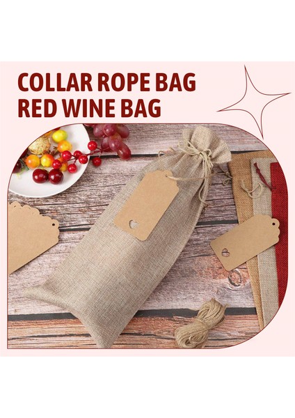 Çuval Bezi Şarap Çantaları Şarap Hediye Çantaları Drawstrings, Tek Yeniden Kullanılabilir Şarap Şişesi Kapakları Halat ve Etiketler (10 Pc) (Yurt Dışından) fırsatları