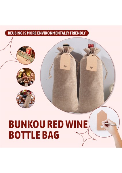 Çuval Bezi Şarap Çantaları Şarap Hediye Çantaları Drawstrings, Tek Yeniden Kullanılabilir Şarap Şişesi Kapakları Halat ve Etiketler (10 Pc) (Yurt Dışından) indirimleri