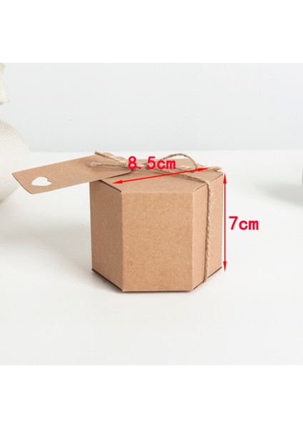 50PCS Kraft Kağıt Şeker Kutusu, Altıgen Karton Şeker Kutusu Hediye Kutusu, Sicim ve Tag, Düğün Malzemeleri (Yurt Dışından) fiyatları