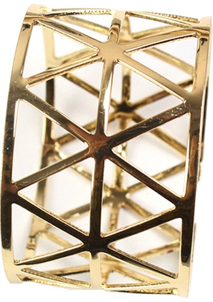 6 Adet Altın Geometrik Içi Boş Peçete Halkaları Serviette Tutucu Parti Otel Ziyafeti Yemek Odası Masa Dekor (Yurt Dışından)