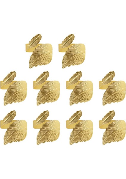 Yaprak Şekli 10 Set Altın Peçete Halkası Masa Ayarı Yıldönümü, Doğum Günü, Masa Ayarı Partisi (Yurt Dışından)