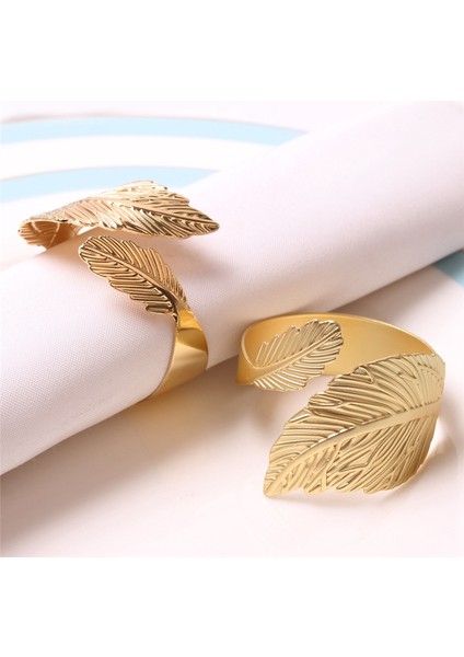 Yaprak Şekli 10 Set Altın Peçete Halkası Masa Ayarı Yıldönümü, Doğum Günü, Masa Ayarı Partisi (Yurt Dışından) fırsatları