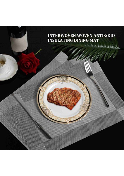 Placemat, Çapraz Dokunma Dokuma Slip Olmayan Yalıtım Placemat Yıkanabilir Masa Paspasları 4 (4pcs Placemats, Gümüş Gray) (Yurt Dışından) fiyatları