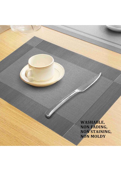 Placemat, Çapraz Dokunma Dokuma Slip Olmayan Yalıtım Placemat Yıkanabilir Masa Paspasları 4 (4pcs Placemats, Gümüş Gray) (Yurt Dışından) indirimleri