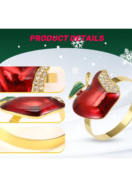 6 Kişilik Peçete Halkaları, Düğün Için Kırmızı Elma Peçete Yüzüğü, Akşam Yemeği Partisi, Ziyafet, Noel Için Serviette, Doğum Günü (Yurt Dışından) indirimleri