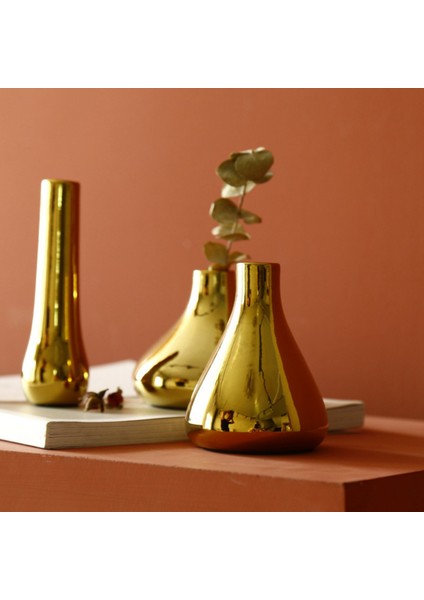 Nordic Home Office Desktop Dekorasyon Lüks Vazo Kaplamalı Altın Vazo Kurutulmuş Çiçek Vazo Seramik Vazo Modern Mini Vazo A (Yurt Dışından) modelleri