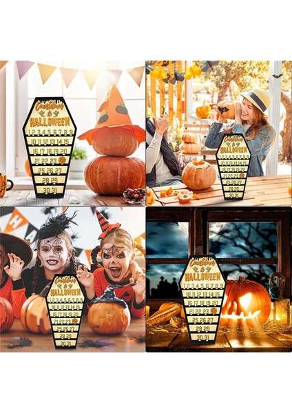 Cadılar Bayramı Tatil Masaüstü Dekorasyonu Cadılar Bayramı, Geri Sayım Takvimi, El Yapımı Diy Ahşap Cadılar Bayramı Dekor Hediyeleri (Yurt Dışından) modelleri