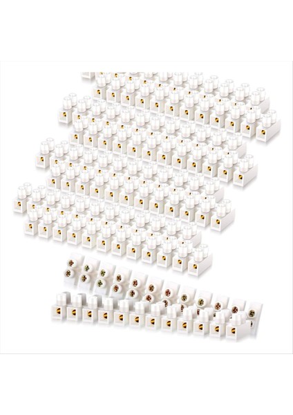 50PCS Terminal Blok Beyaz Vidalı Terminal Konnektörü Çift Sıralı Elektrik Bariyer Bloğu 12 Pozisyon Terminal Şeridi, 10A 380 V (Yurt Dışından)