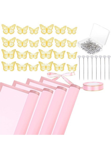 40 Yaprak Çiçek Ambalaj Kağıdı Set Çiçek Buketi Anneler Günü Düğün Doğum Günü Mezuniyeti Diy Hediye Pembe (Yurt Dışından)