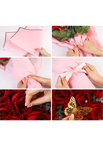 40 Yaprak Çiçek Ambalaj Kağıdı Set Çiçek Buketi Anneler Günü Düğün Doğum Günü Mezuniyeti Diy Hediye Pembe (Yurt Dışından) indirimleri
