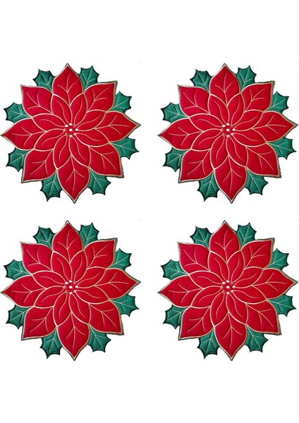 Tatil Noel Işlemeli Placemats Aplike Poinsettia Placemats Masa Dekorasyonu Için Noel Çiçek Placemat A (Yurt Dışından)