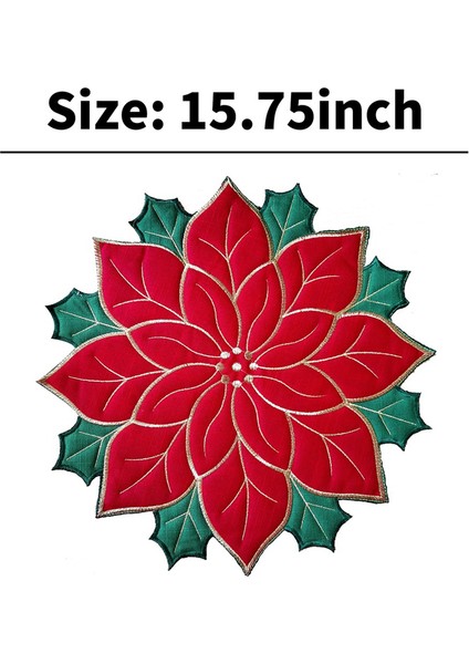 Tatil Noel Işlemeli Placemats Aplike Poinsettia Placemats Masa Dekorasyonu Için Noel Çiçek Placemat A (Yurt Dışından) modelleri