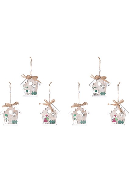 Noel-Dekorasyon Ahşap Kulübe Kolye Kardan Adam-Elk Noel Ağacı Yaratıcı-Holiday Ahşap Kolye (Yurt Dışından)