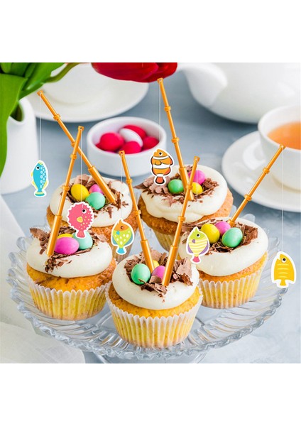42PCS Mini Balık Kutbu Dekorasyon Partisi Dekorasyonları Balıkçı Kek Topper Balıkçı Temalı Parti Malzemeleri (Yurt Dışından) fiyatları
