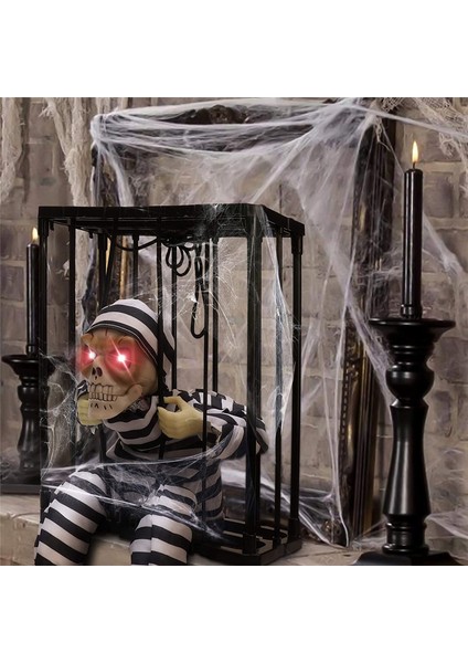 Çığlık Atan Animasyonlu Cadılar Bayramı Dekorasyonları, Hareket Sensörü ile Cadılar Bayramı Dekor Prop, Korkunç Kafatası Kafesi Mahkum, B (Yurt Dışından) fiyatları