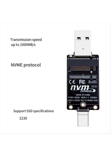 M.2-Usba Type-C Tip HDD Kasa Adaptör Kartı Nvme HDD Muhafaza Interposer Kart JMS583 10GBPS Destek 2230 Boyut SSD (Yurt Dışından) fiyatları