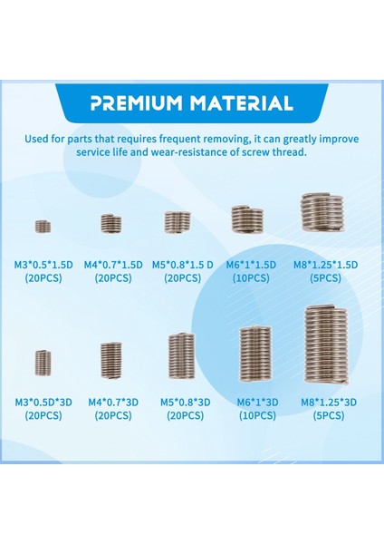 150PCS Iplik Onarım Ekleri M3 M4 M5 M6 M8 Paslanmaz Çelik Helikopar (Yurt Dışından) indirimleri