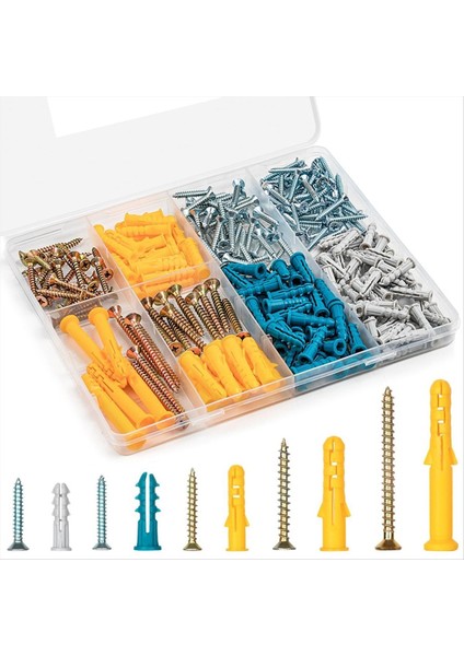 270PCS Alçıpan Ankrajları ve Vidalar Çiftlik Kiti, 135 Plastik Duvar Ankrajı ve Organizatör Kutusu ile 135 Vida (Yurt Dışından)
