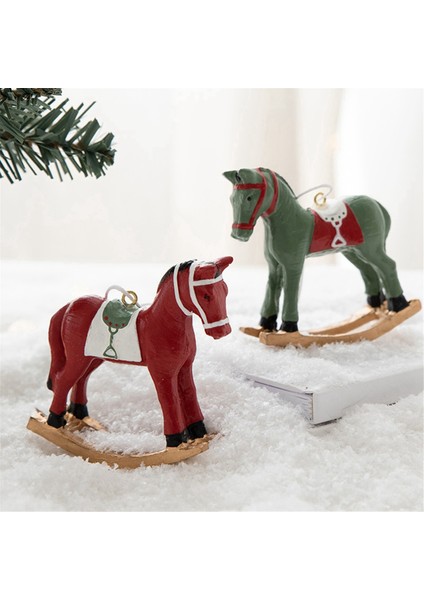 Yeni Üç Boyutlu Sallanan At Küçük Kolye Ağaç Dekorasyon Kolye Retro Dekorasyon Yeşil+Kırmızı+Beyaz (Yurt Dışından) fiyatları